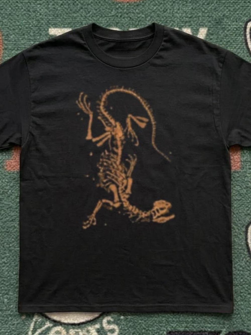Gildan Black Tee with Orange Skeleton Graphic